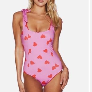 Beach Riot Anthropologie Valentine Heart One Piece Swimsuit